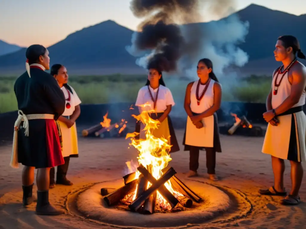 Activistas indígenas realizan quemas simbólicas de derechos culturales, rodeados de fuego y determinación