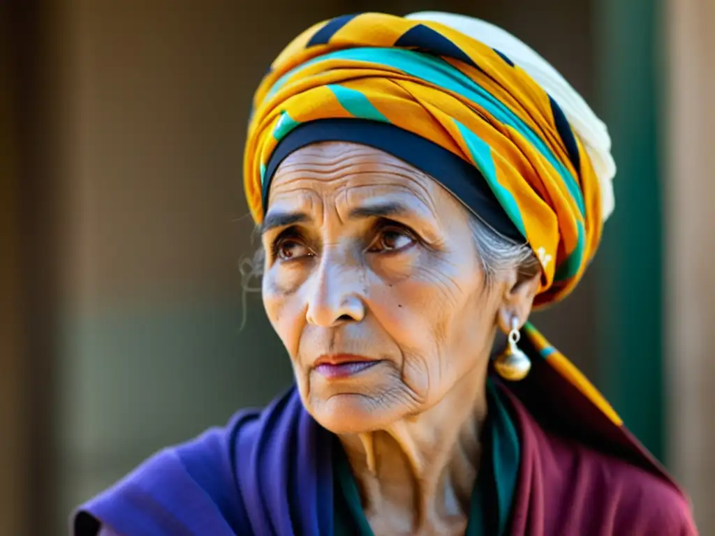 Una anciana envuelve con destreza un turbante, simbolizando el significado cultural del turbante