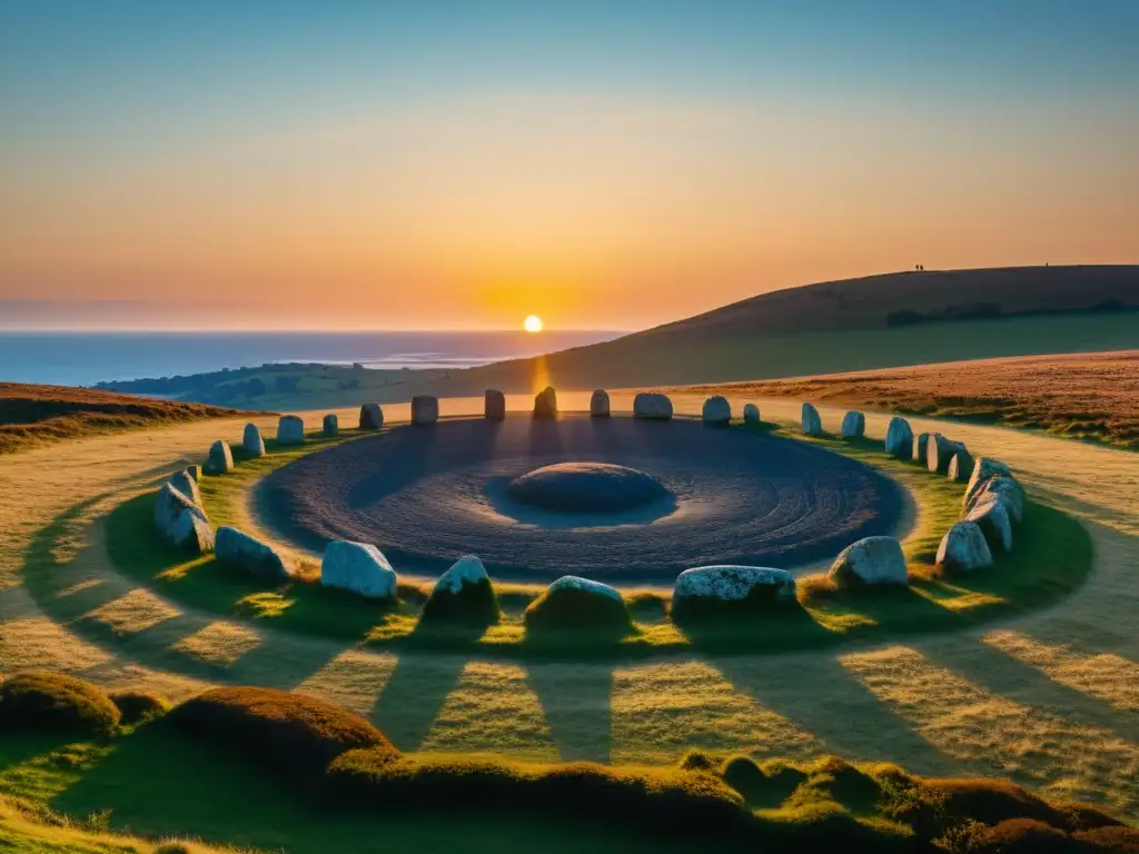 Antiguos rituales solsticiales en círculo de piedra, misterio y conexión espiritual con la naturaleza