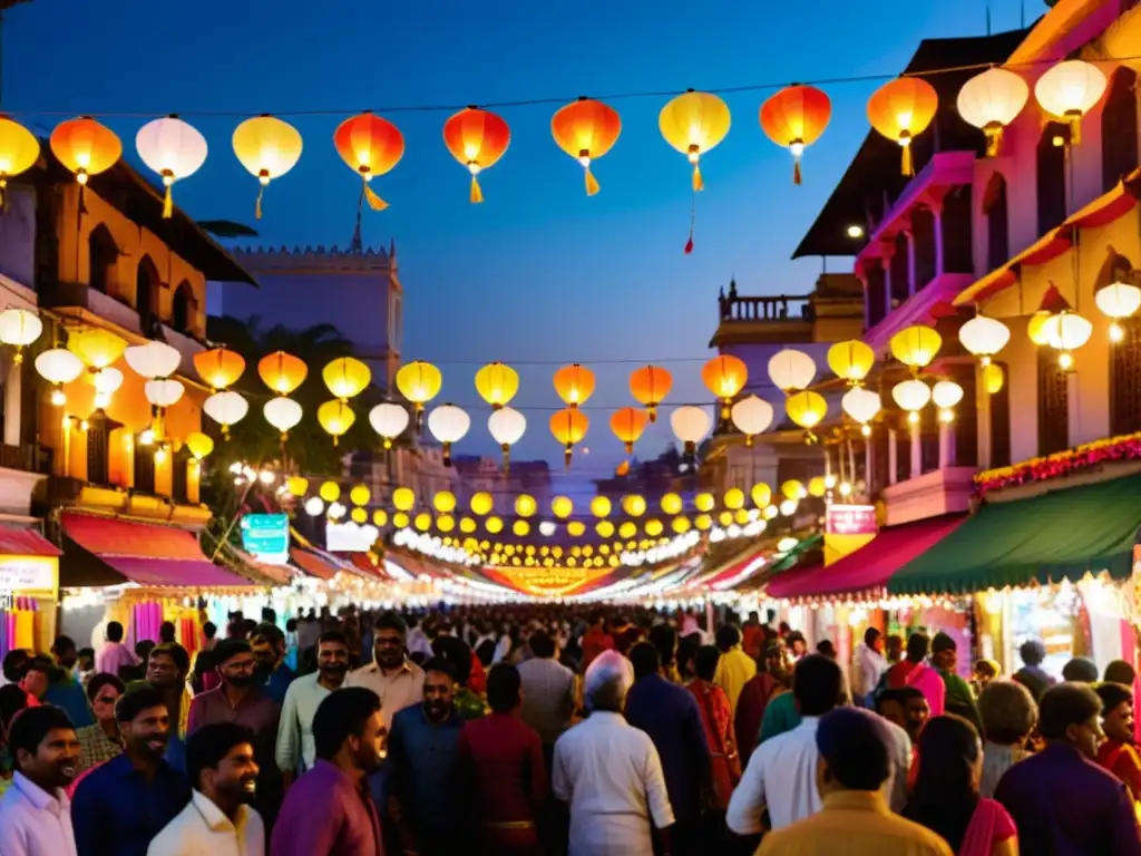 El bullicio de la ciudad iluminada por la celebración de Diwali, llena de color y alegría