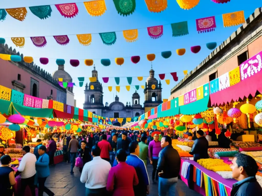 En el bullicioso mercado de México, se venden souvenirs de Año Nuevo, como piñatas, maracas y papel picado