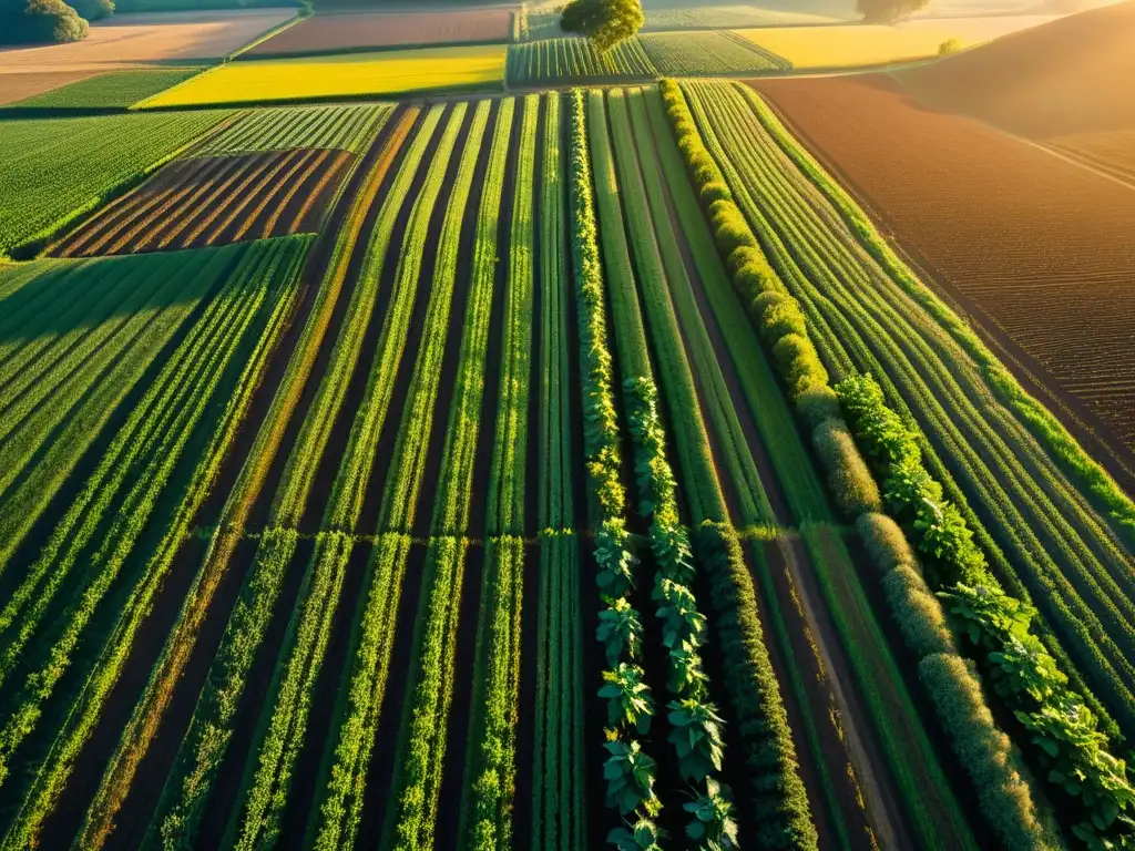 Campo agrícola al amanecer, bañado por la luz dorada del equinoccio, resaltando la importancia de los equinoccios en agricultura