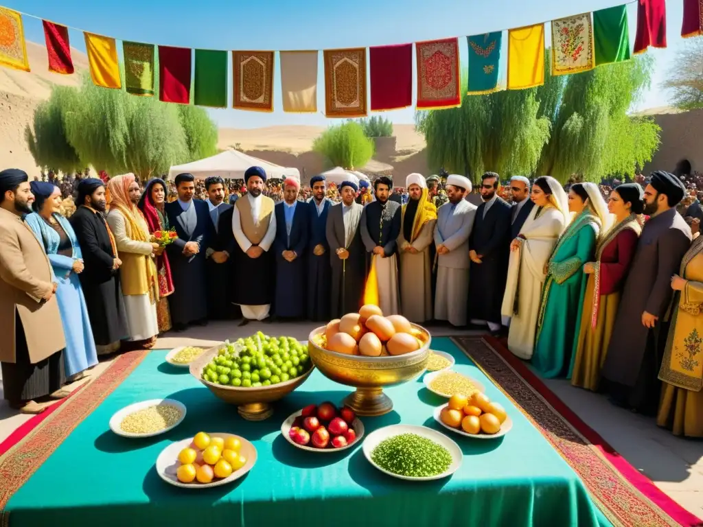 Una celebración de Nowruz en Persia con rituales tradicionales y una mesa HaftSeen vibrante