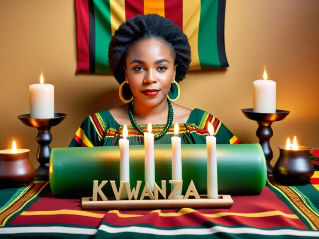 Vibrante celebración de Kwanzaa: unidad, herencia y comunidad Una celebración vibrante de Kwanzaa con rituales afroamericanos, unidad y riqueza cultural