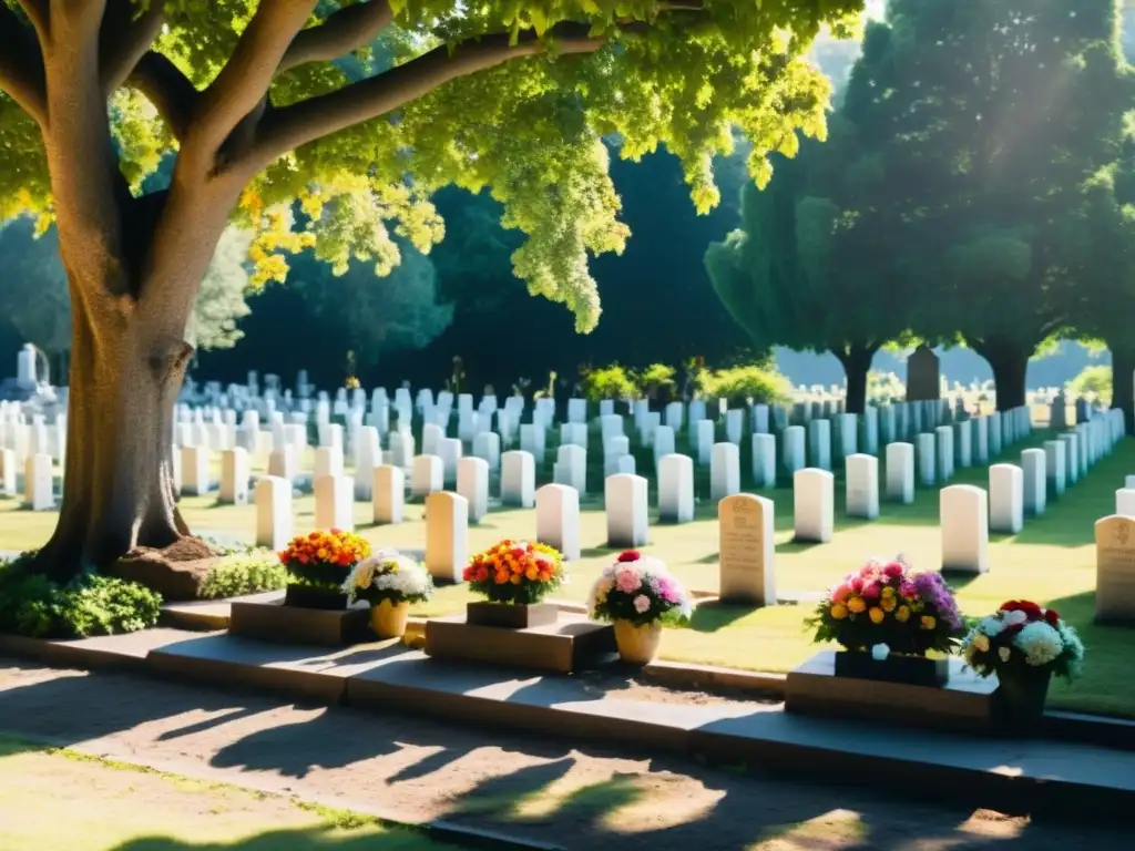 En un cementerio rural, las costumbres de preparación y los lugares de entierro se observan en una atmósfera de tranquilidad y reverencia