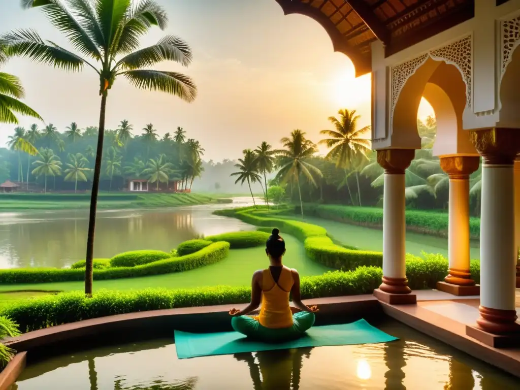 Centro de Ayurveda en Kerala: Serenidad entre Palmeras Centro de medicina ayurveda en Kerala, India, rodeado de palmeras y naturaleza exuberante