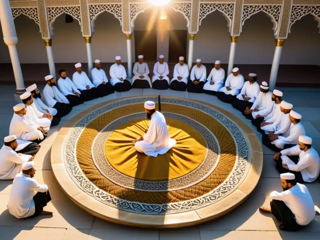 Una ceremonia de circuncisión islámica en una mezquita al atardecer