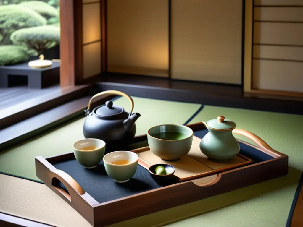 Una ceremonia del té japonesa, con una atmósfera serena y armoniosa