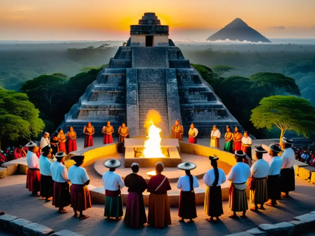 En una ceremonia maya, el humo del copal se eleva mientras los ancianos honran el sol en el solsticio, evolución de los rituales de solsticio