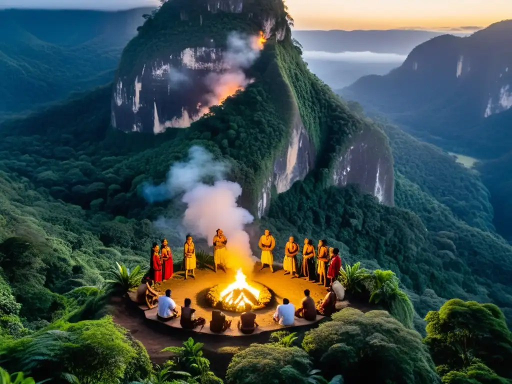 En la ceremonia del Tepuy, tribus Piaroa se conectan con la naturaleza en la selva exuberante al atardecer