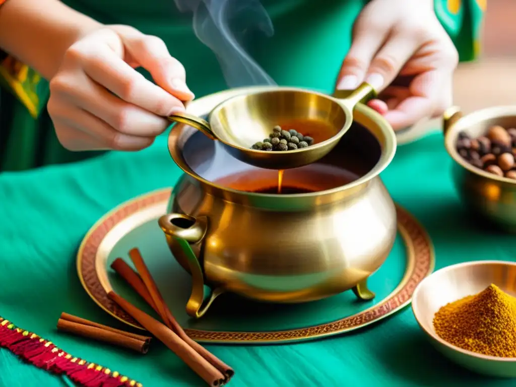 Una ceremonia de té india, con un potente aroma y un ambiente espiritual de rituales de té ceremoniales