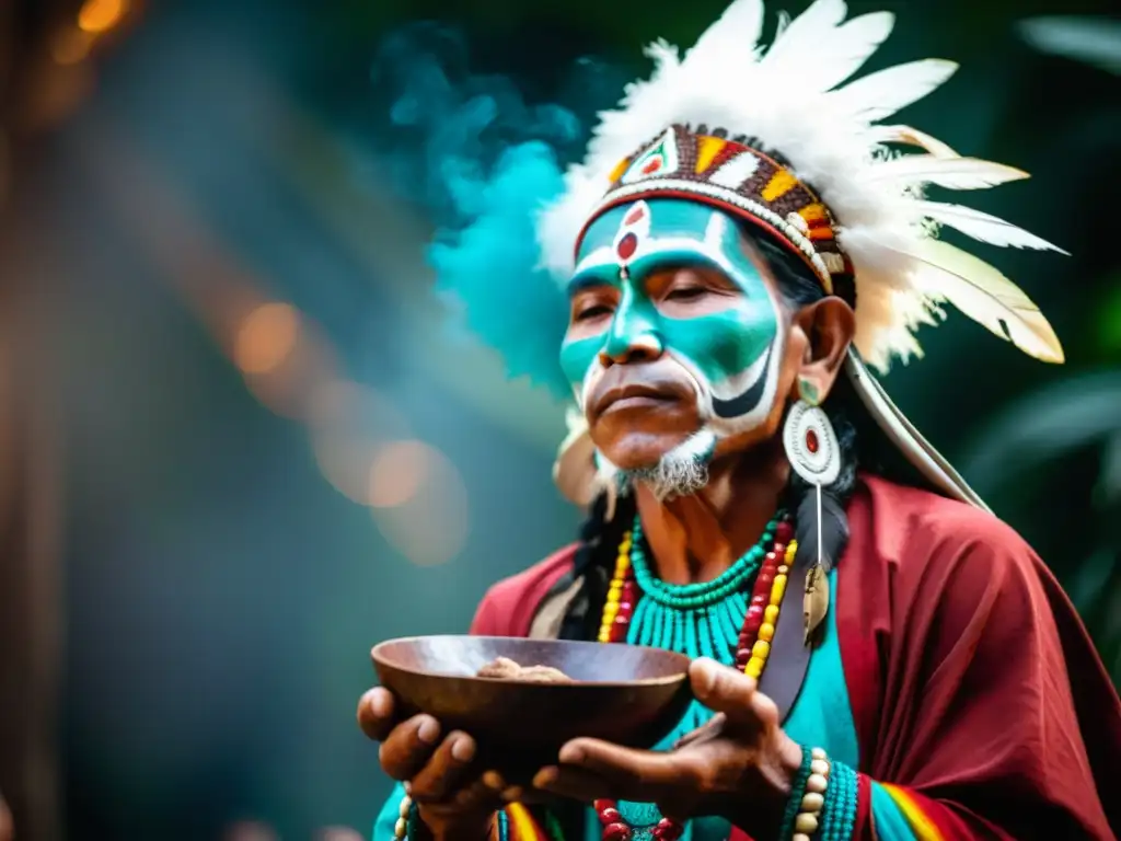 Un chamán maya realiza un ritual de cacao, envuelto en tradición y misticismo