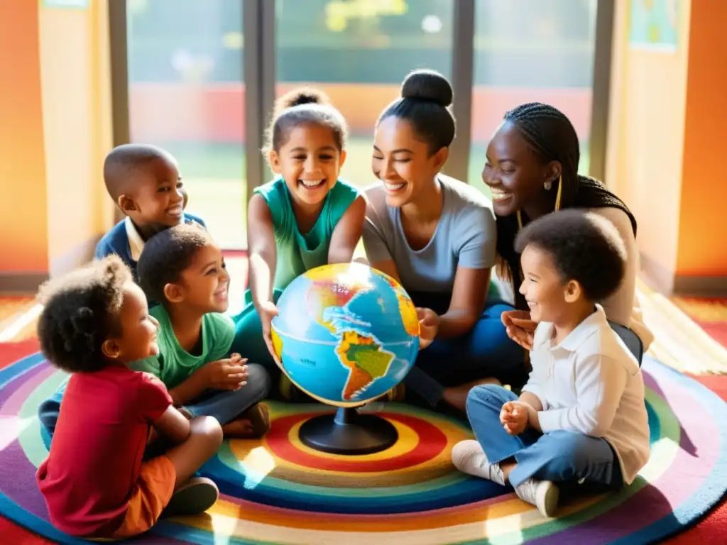 Un círculo de niños de distintas culturas comparten rituales de bienvenida en educación infantil, unidos en diversidad y alegría