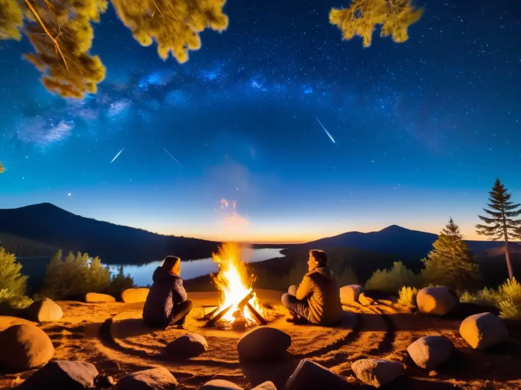 Un círculo de personas reflexionando en torno a una fogata bajo el cielo nocturno