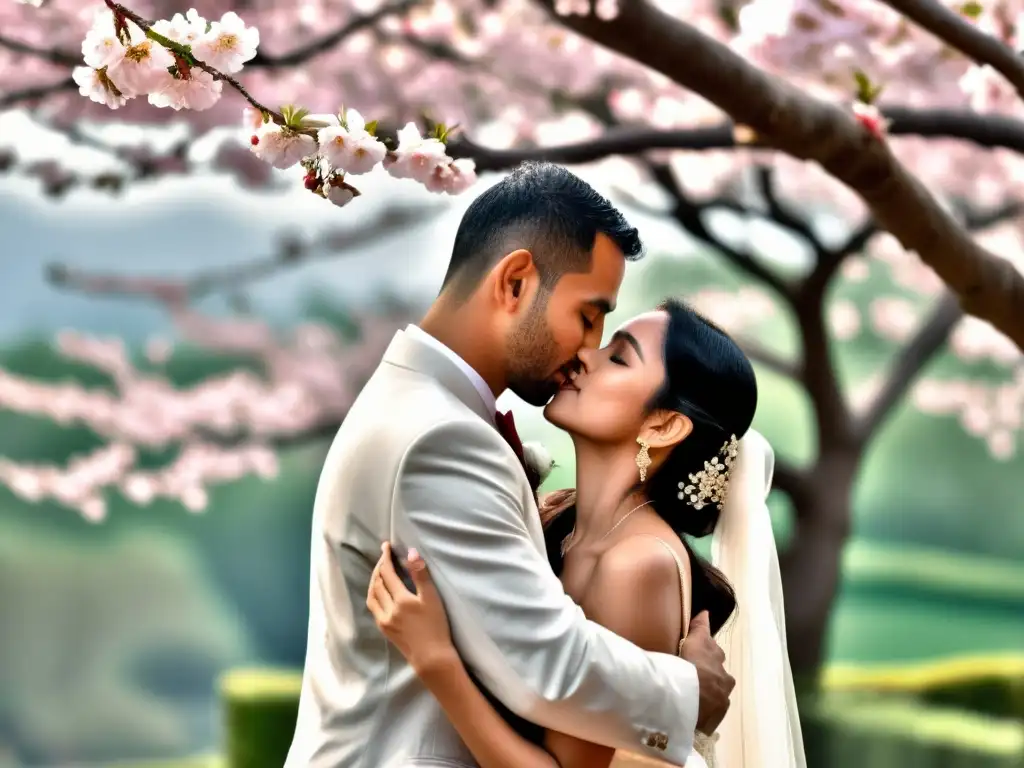 Collage de besos nupciales de diversas culturas: India, Japón, Marruecos y México