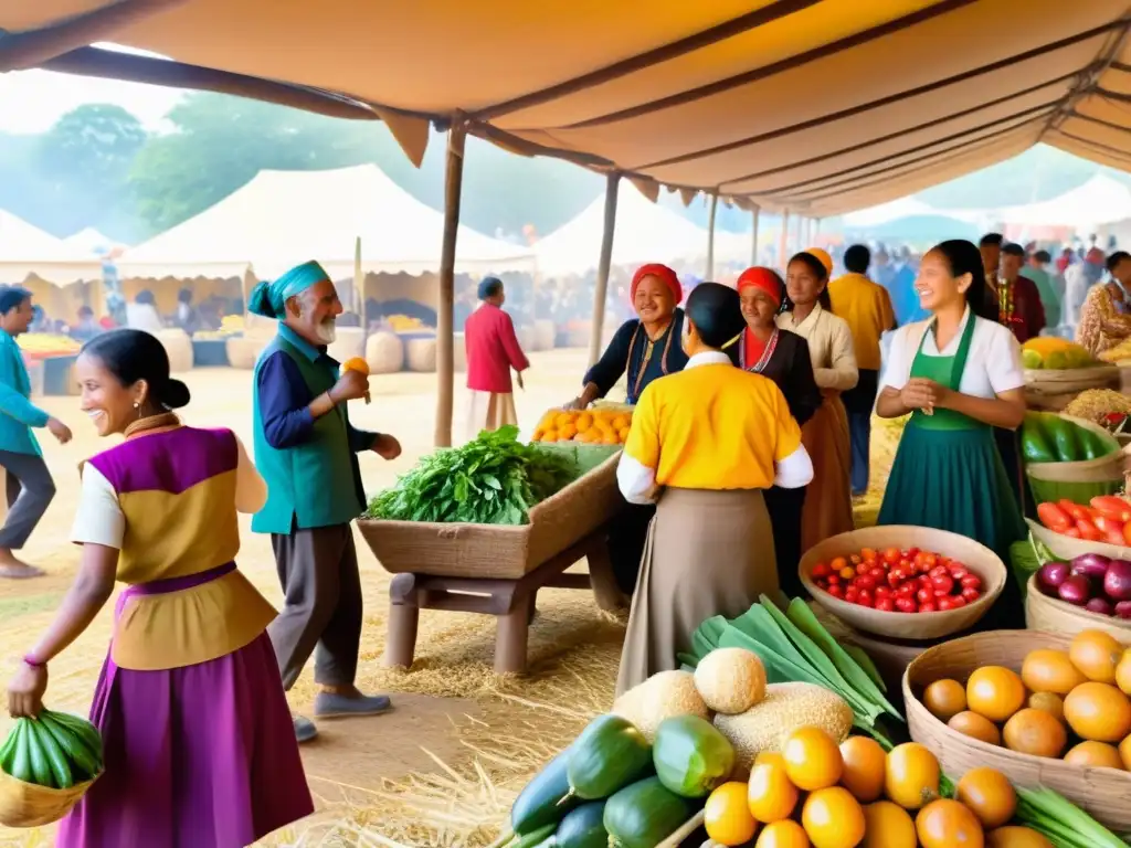 Colorida Fiesta de la Cosecha significado tradiciones en un festival tradicional con bailes, música y productos agrícolas