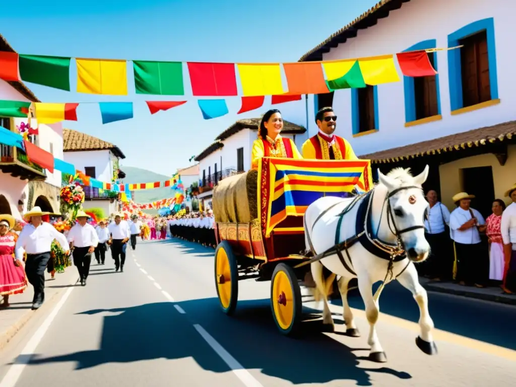 Colorida procesión durante las Fiestas de San Isidro Labrador, con tradiciones y alegría en un pintoresco pueblo español