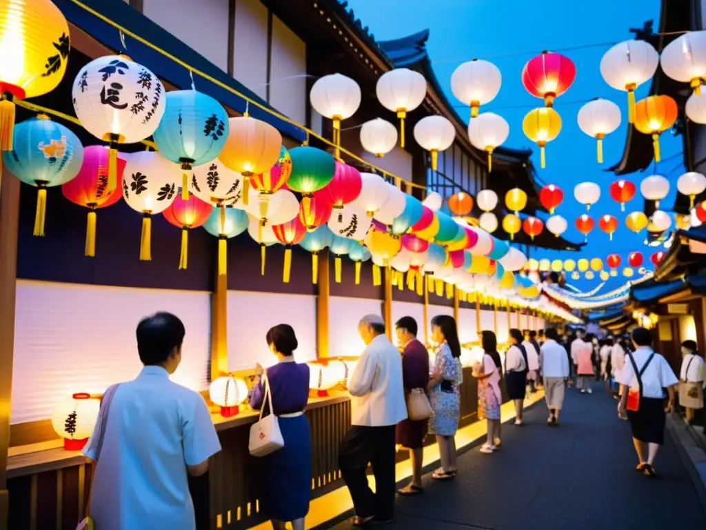 Colorido festival Tanabata en Japón: gente escribiendo deseos en tanzaku y atándolos a bambú en medio de la atmósfera festiva del Shintoismo