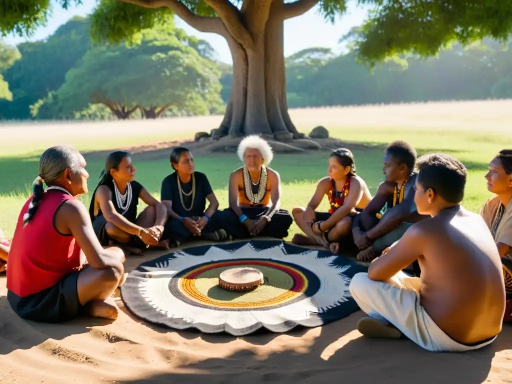 Una comunidad indígena preserva rituales ancestrales bajo un árbol