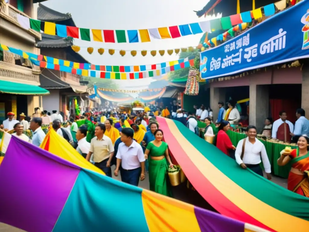 Desfile colorido en celebraciones tradicionales con enfoque ecológico