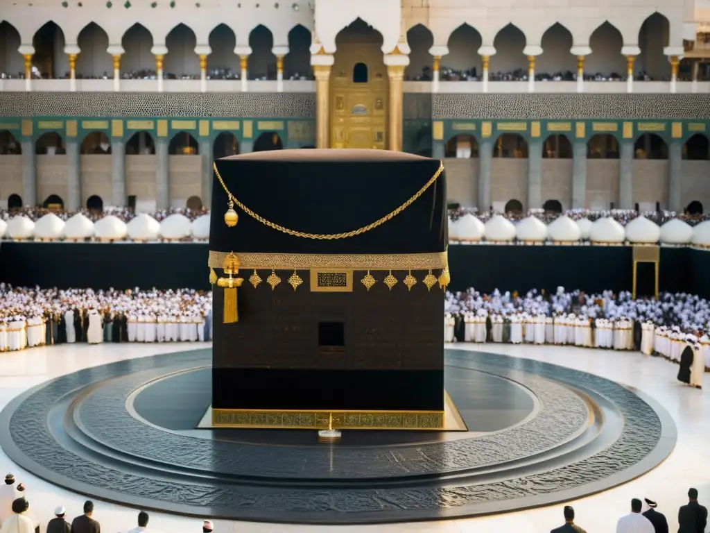 Detalle de la Piedra Negra en la esquina oriental de la Kaaba en Meca, con un significado ritual y simbólico impresionante