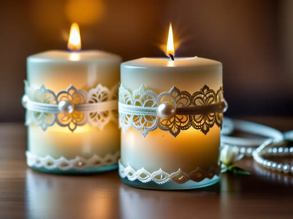 Detalle de velas entrelazadas, símbolo de unión en ritual de boda