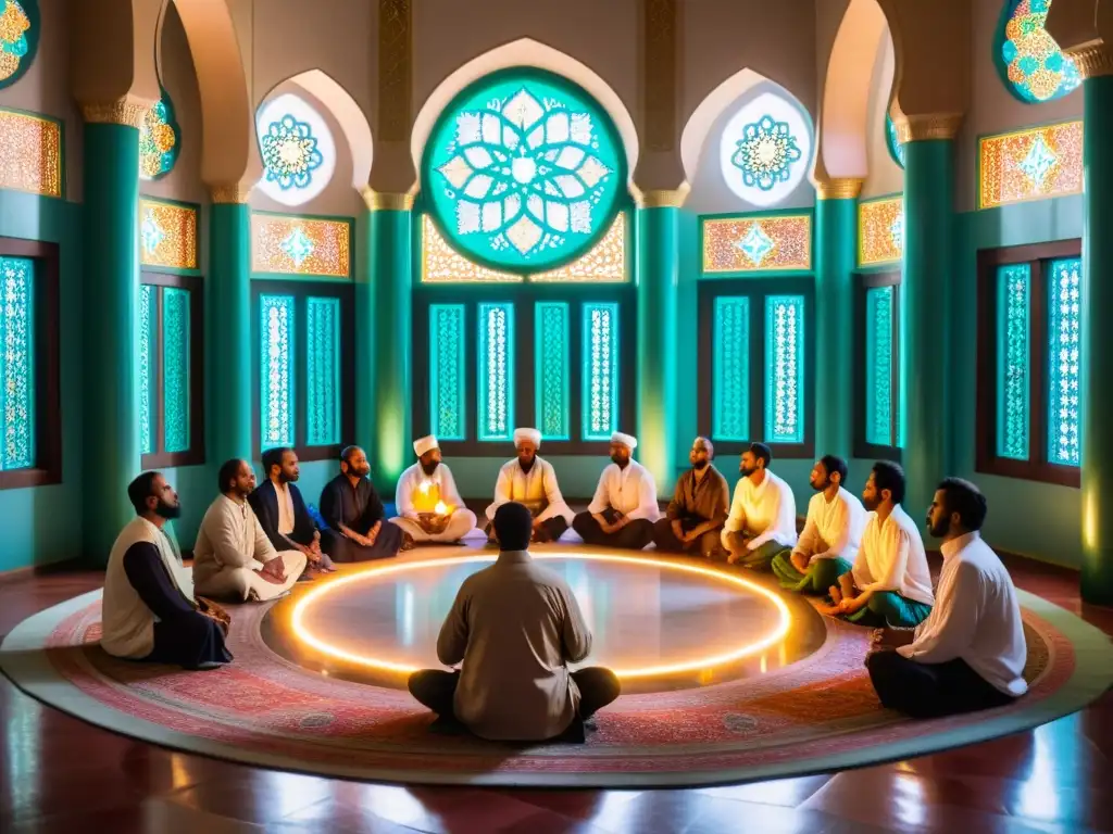 Práctica Sufí de Recordar a Dios en hermosa mezquita iluminada por vitrales