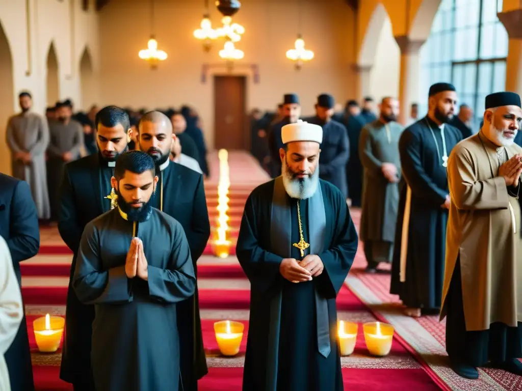 Diverso grupo de musulmanes en la mezquita, conmemorando Ashura en un ambiente de solemnidad y espiritualidad