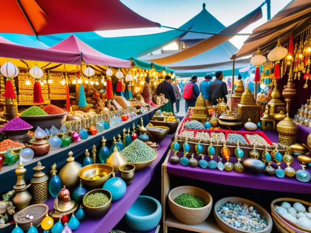 Economía y tradición en un bullicioso mercado de amuletos y rituales