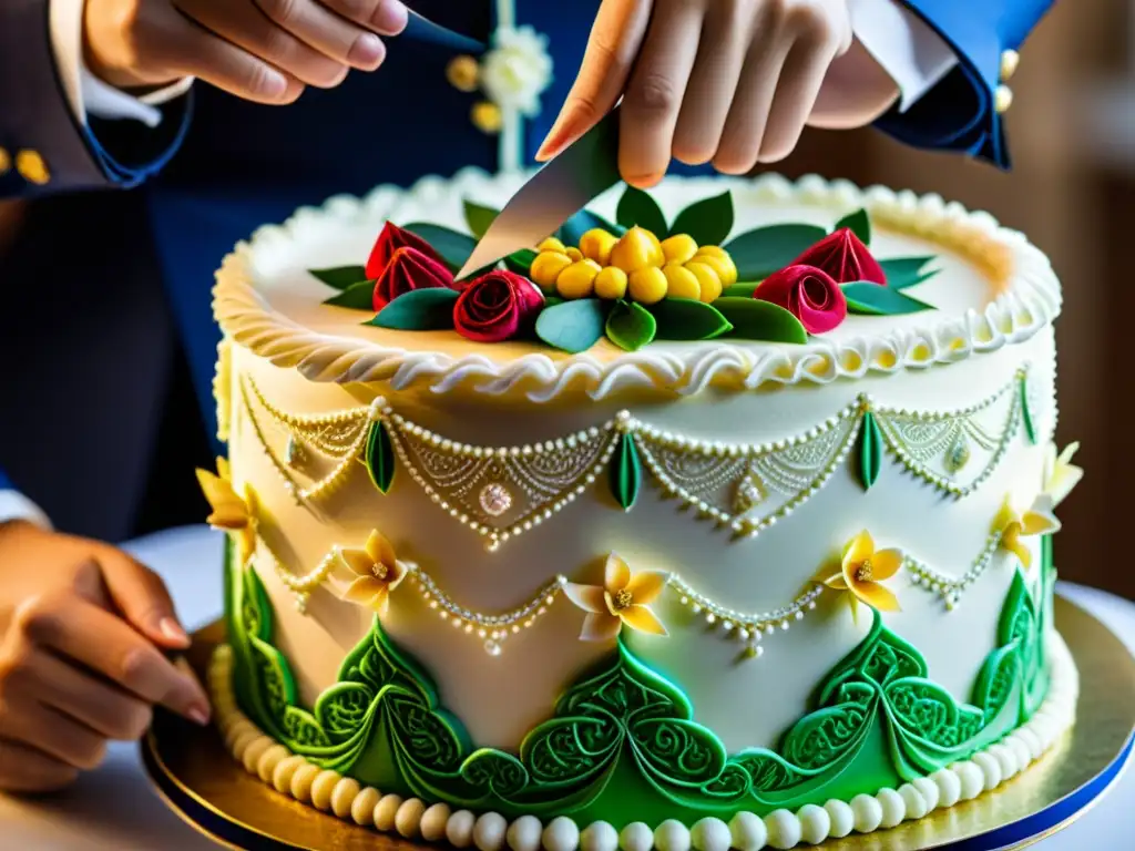 Elaboración detallada de una torta de bodas tradicional, resaltando la artesanía y el significado en diferentes culturas