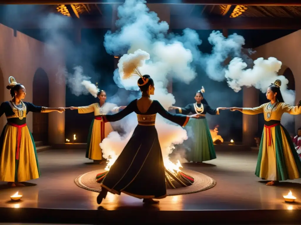 Un emocionante ritual sagrado de teatro y danza, con movimientos cautivadores y una atmósfera mística iluminada por velas