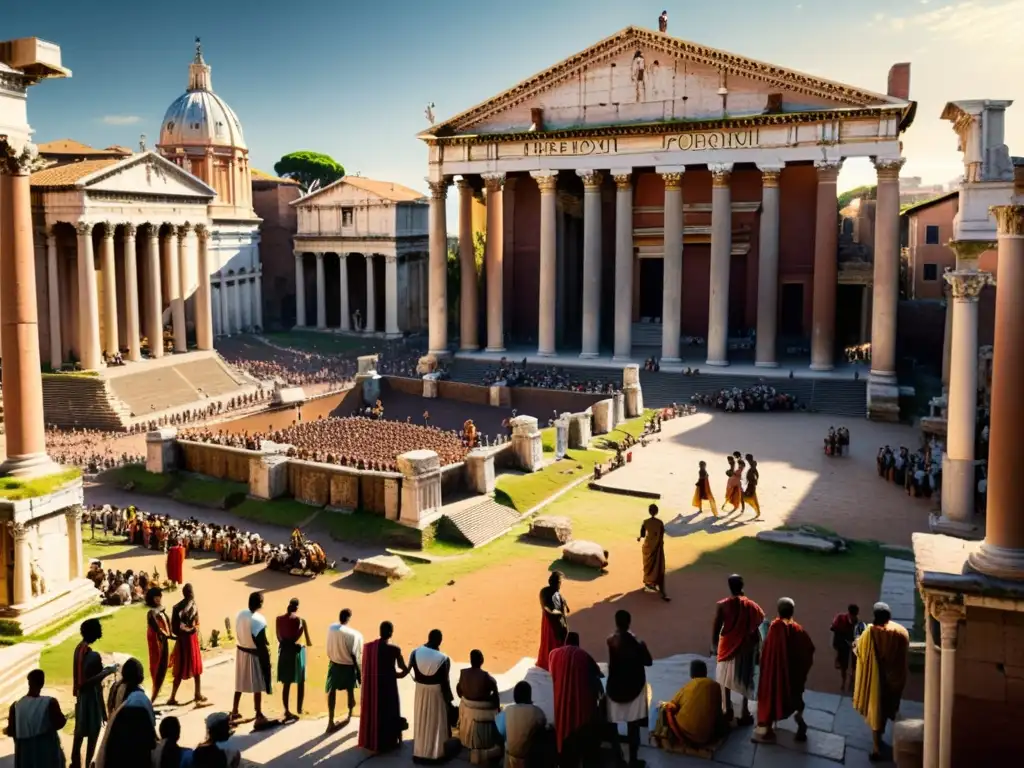 Ceremonia de liberación en el foro romano Una emotiva escena de liberación de esclavos en Roma