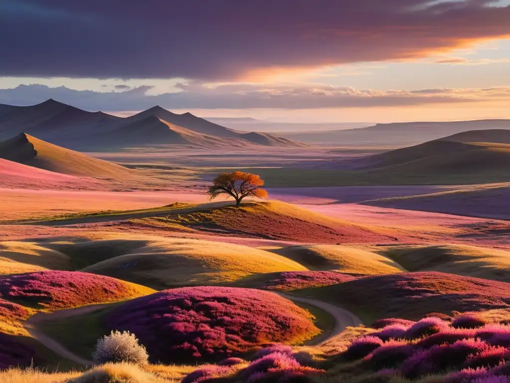 Encuentro místico con los espíritus de la naturaleza en la tundra al atardecer