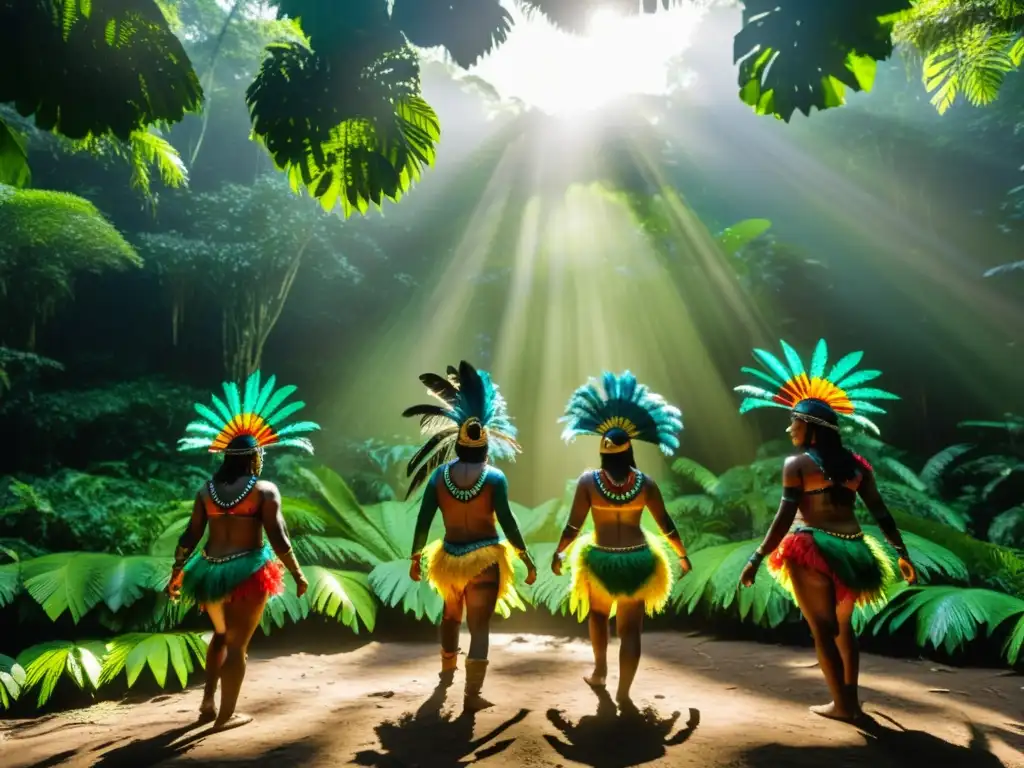 Espectacular ritual BoiBumbá en la selva amazónica: bailarines indígenas con trajes y pinturas vibrantes dan vida a la tradición folclórica