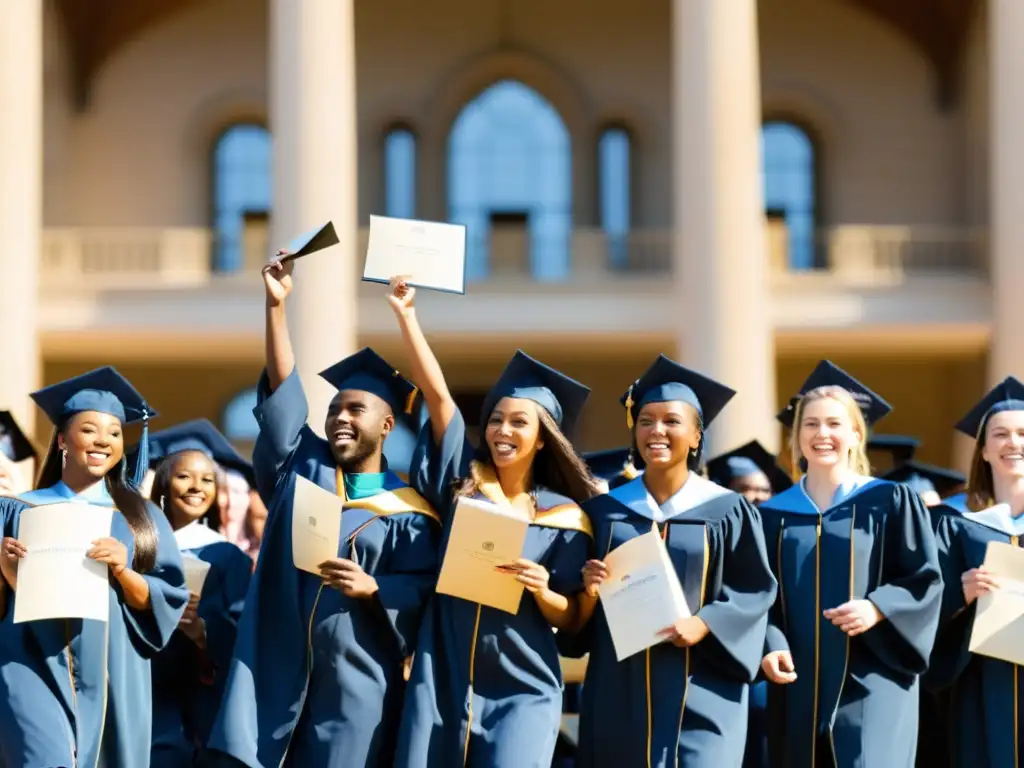 Estudiantes graduados celebran con orgullo sus logros académicos en una ceremonia, impacto de ceremonias de distinción académica