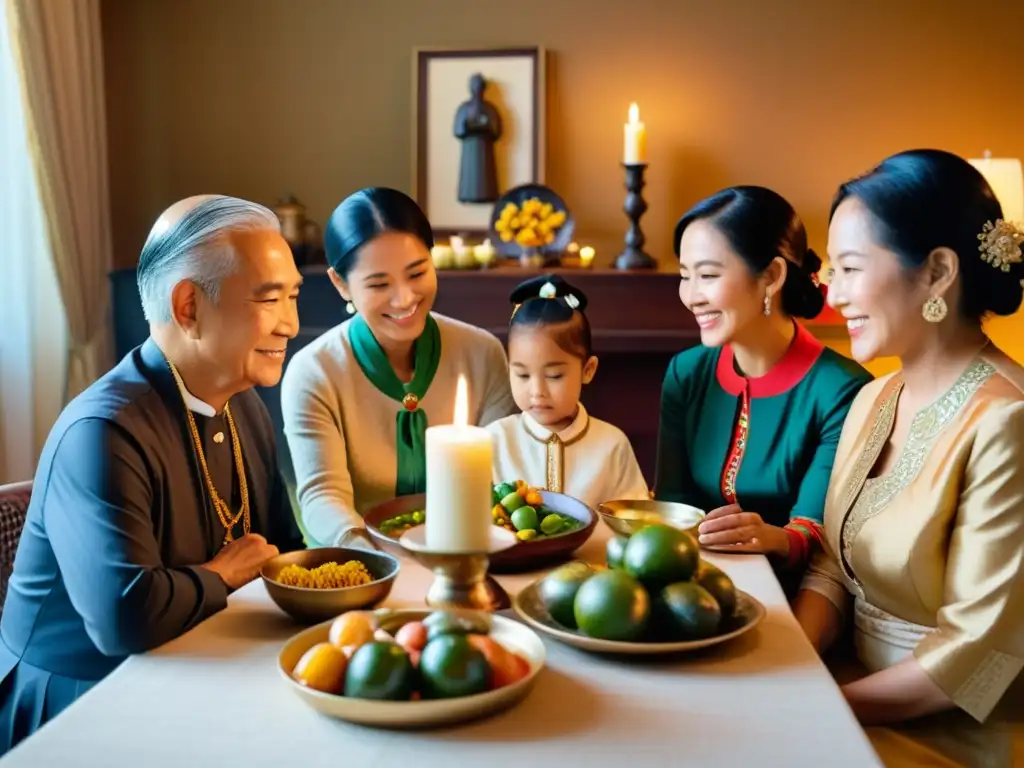 Una familia multigeneracional participa en un ritual familiar para preservar tradiciones en el hogar