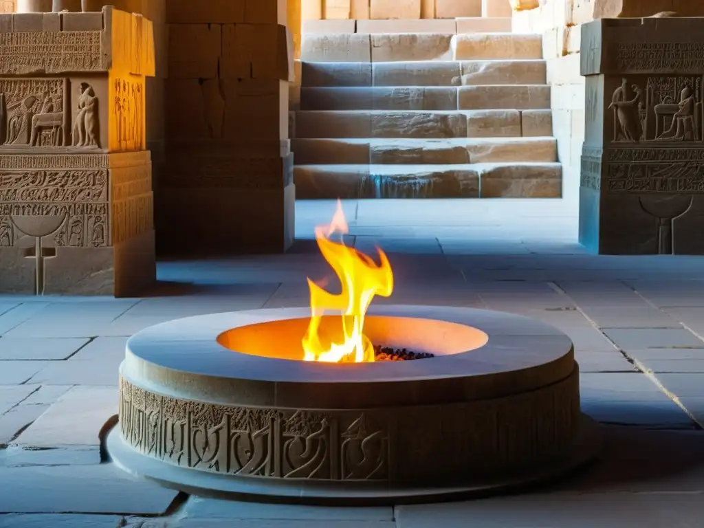 El fuego eterno en el templo de fuego Zoroastrismo Persépolis, destaca la rica historia y la ceremonia del fuego