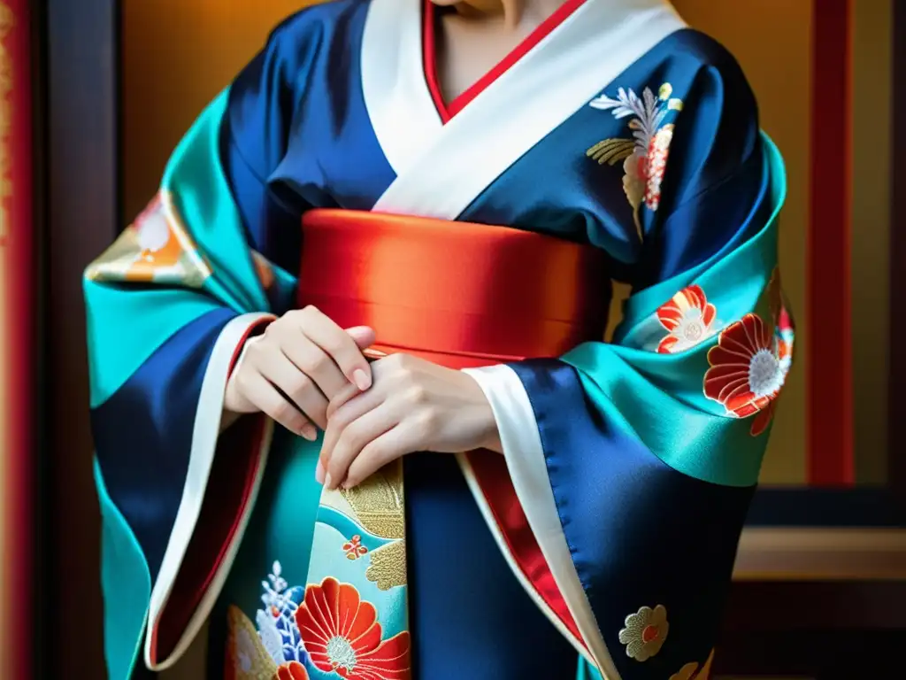 Una geisha ajusta con delicadeza su kimono, exudando elegancia en su preparación para rituales japoneses