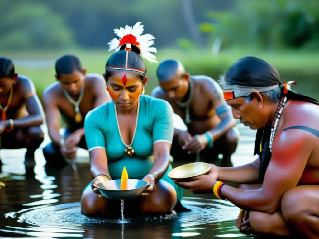 Grupo aborigen realiza ritual de agua espiritual en ceremonia sagrada