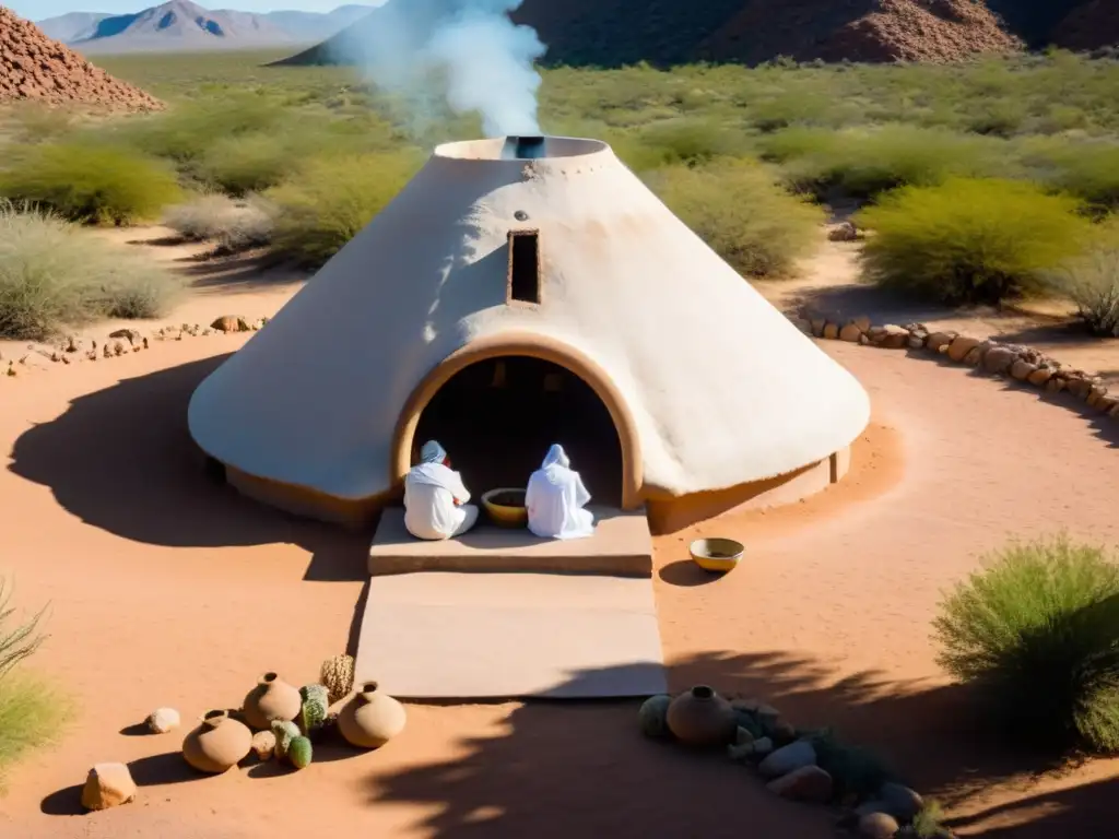 Grupo en ceremonia de temazcal en el árido desierto sonorense