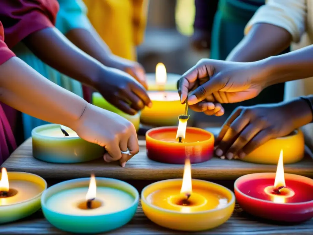 Un grupo participa en una ceremonia de fabricación de velas