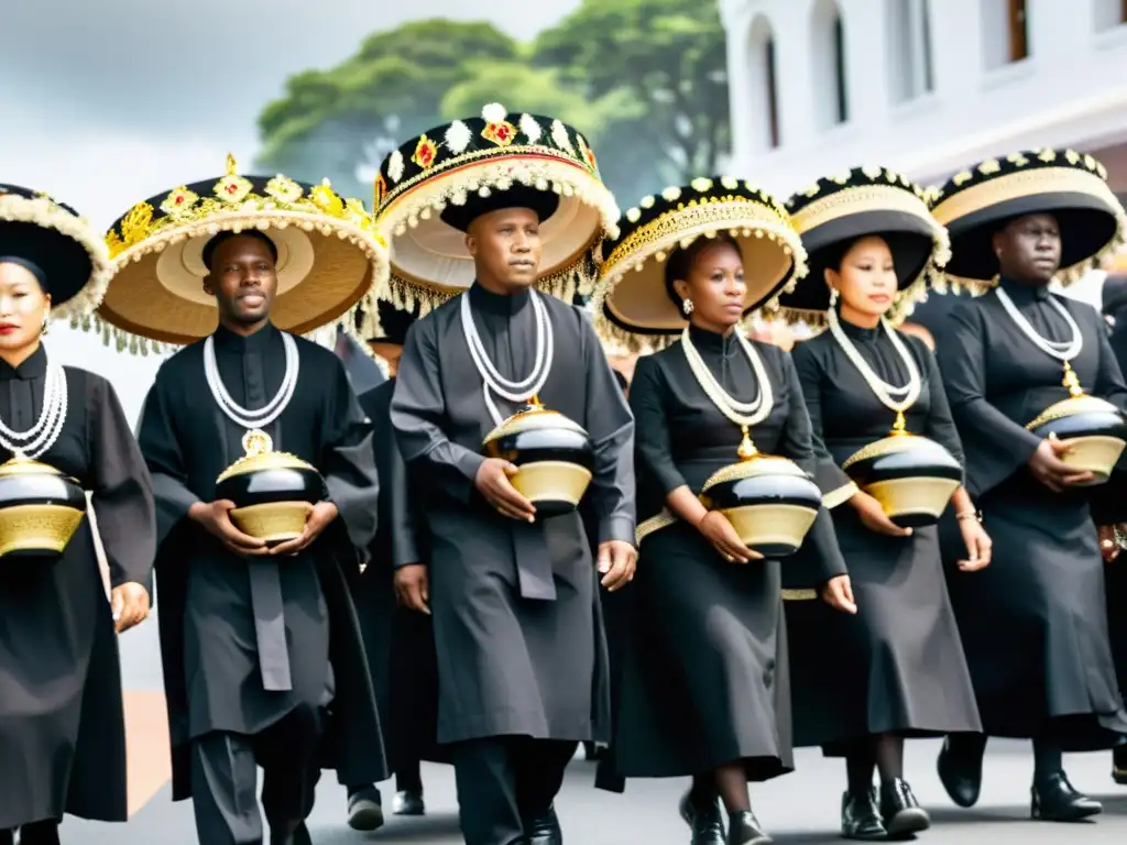 Un grupo diverso de personas viste atuendos tradicionales funerarios, mostrando la riqueza cultural en vestimentas de luto alrededor del mundo