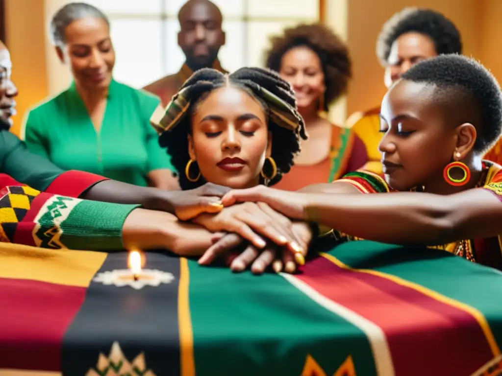 Círculo de Unidad: Celebración de Kwanzaa con Diversidad Un grupo diverso participa en un ritual de unidad del Kwanzaa