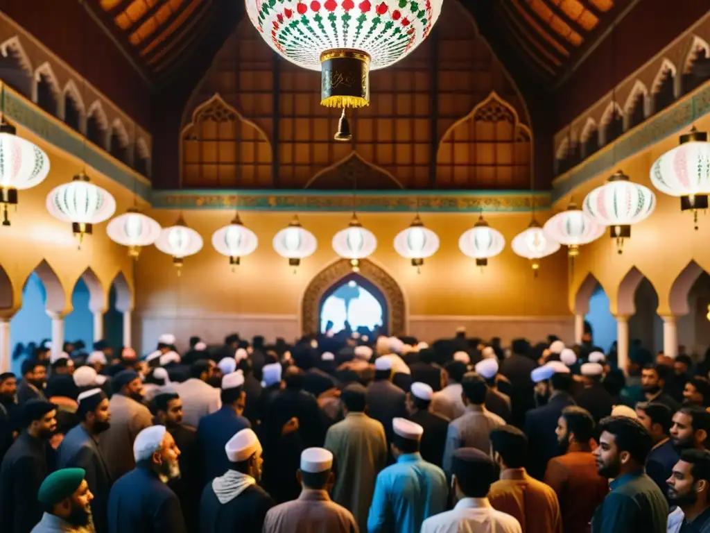 Grupo celebra Mawlid alNabi en una hermosa mezquita iluminada por linternas tradicionales