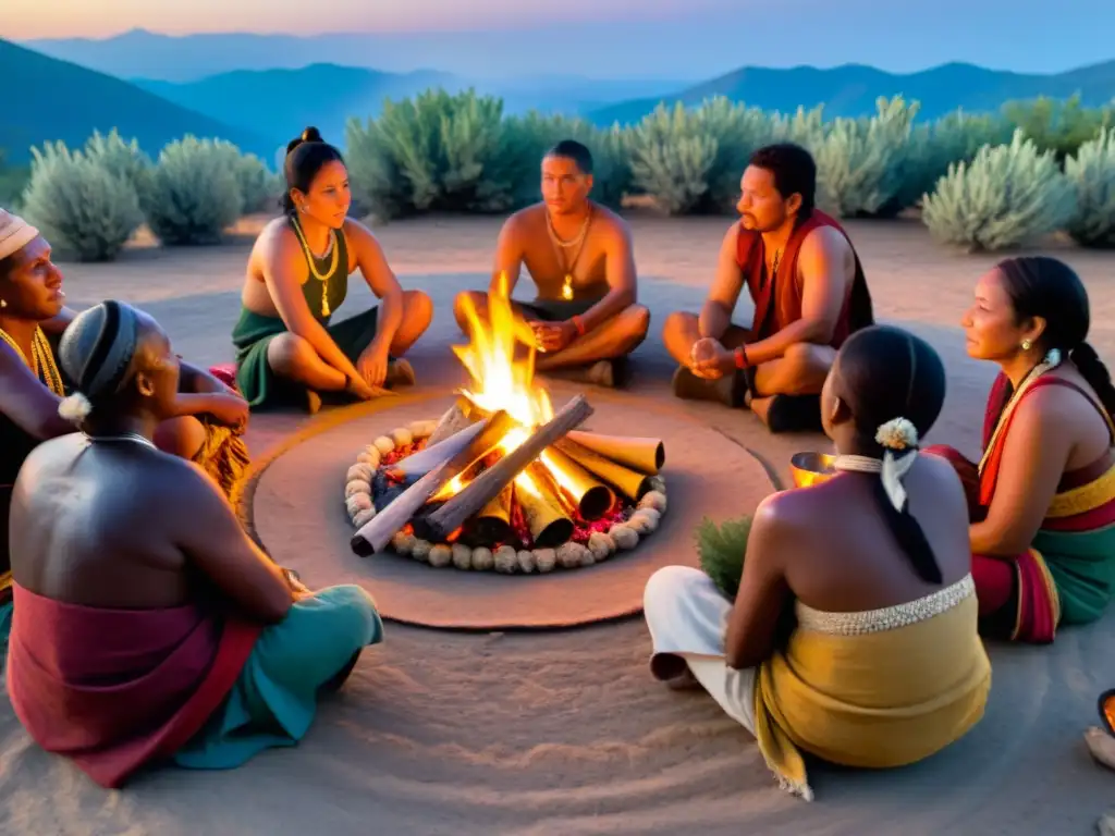 Grupo participando en ritual alrededor del fuego, conectando con la importancia de talleres vivenciales en rituales