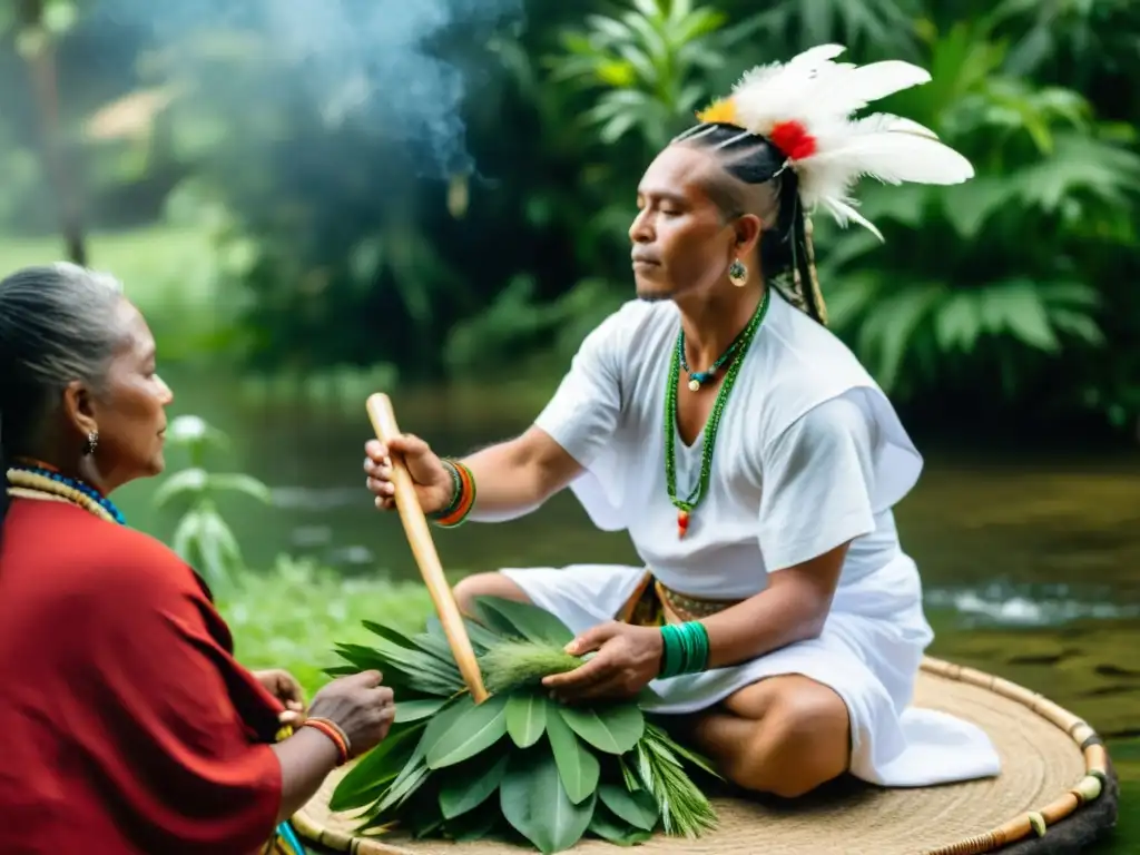 Grupo participa en ritual de limpieza con chamán entre exuberante vegetación