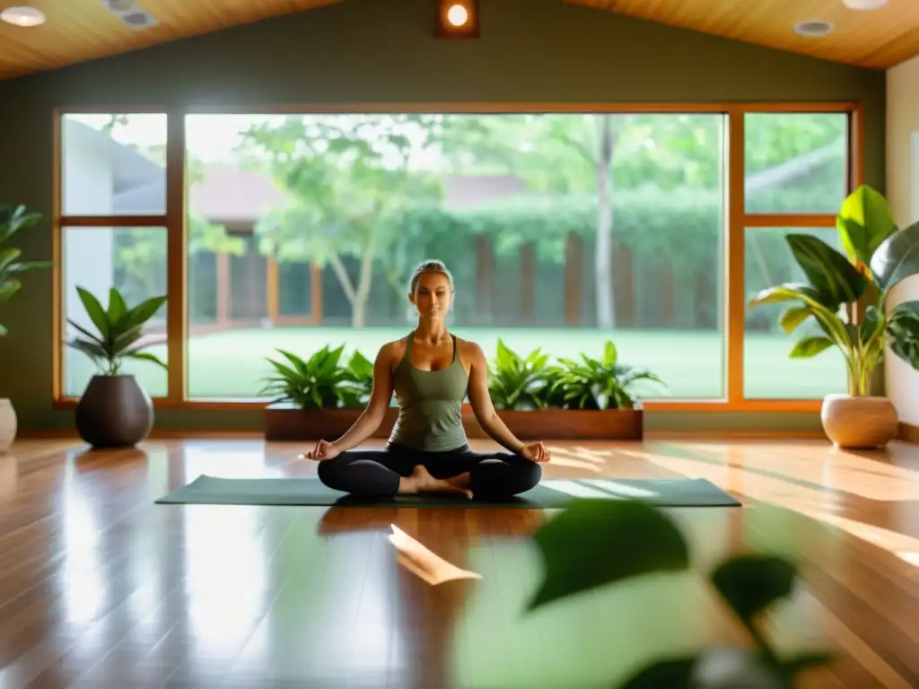 Clase de yoga terapéutico en un estudio sereno Grupo en sesión de rituales de yoga terapéutico en estudio sereno, con luz natural y decoración acogedora