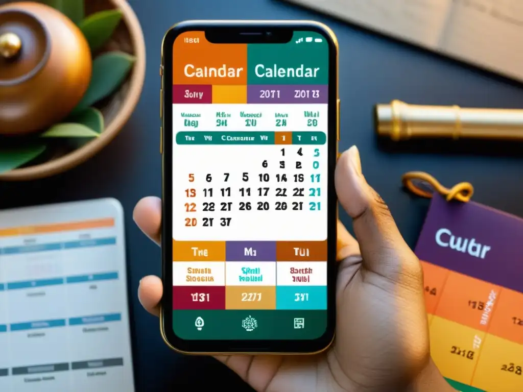 Imagen de una app de calendario con rituales y ceremonias de diversas culturas