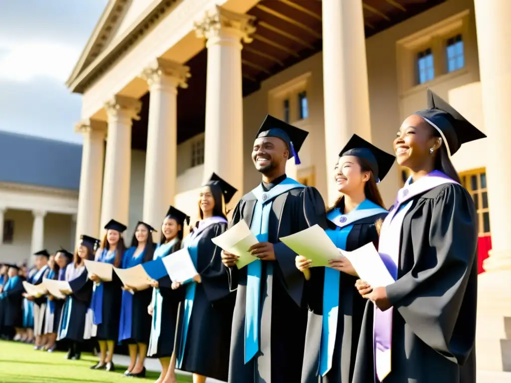 Imagen de estudiantes orgullosos en ceremonia de graduación, reflejando el impacto de ceremonias de distinción académica