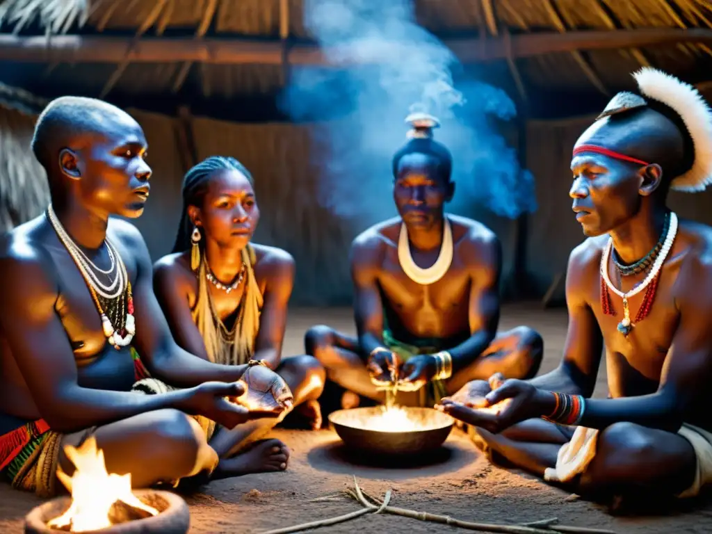 Imagen impactante de chamanes africanos realizando rituales de curación en una aldea remota